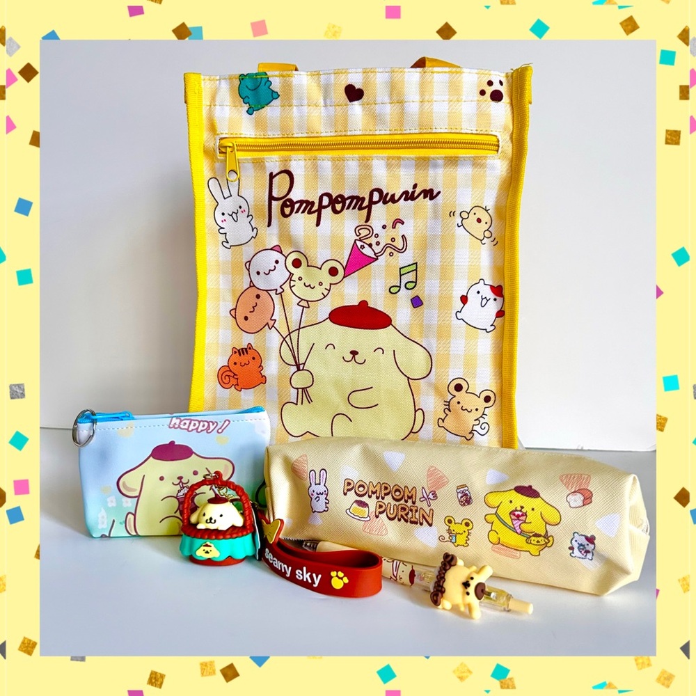 💛(POM305) Pompompurin Adorable 5-Piece Tote Bag Bundle!